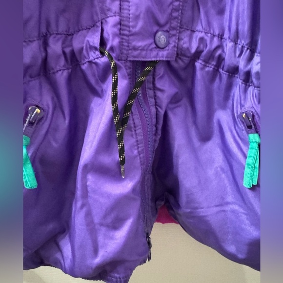 VINTAGE 80s Rare EDELWEISS Retro Puffer Ski Snow Jacket - Purple & Pink Medium - Picture 4 of 14